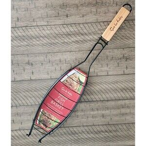 SUR LA TABLE Grill Basket Non-Stick with Wood Handle BRAND NEW